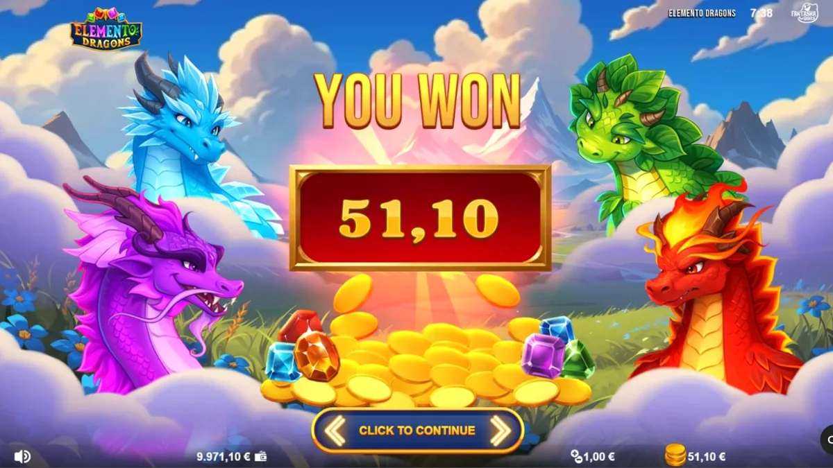 Tampilan visual grid 9x9 dalam permainan slot Elemento Dragons dengan elemen naga.